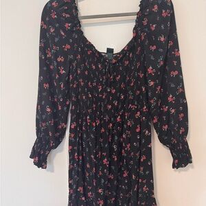 Floral Black Dress with Red Flowers